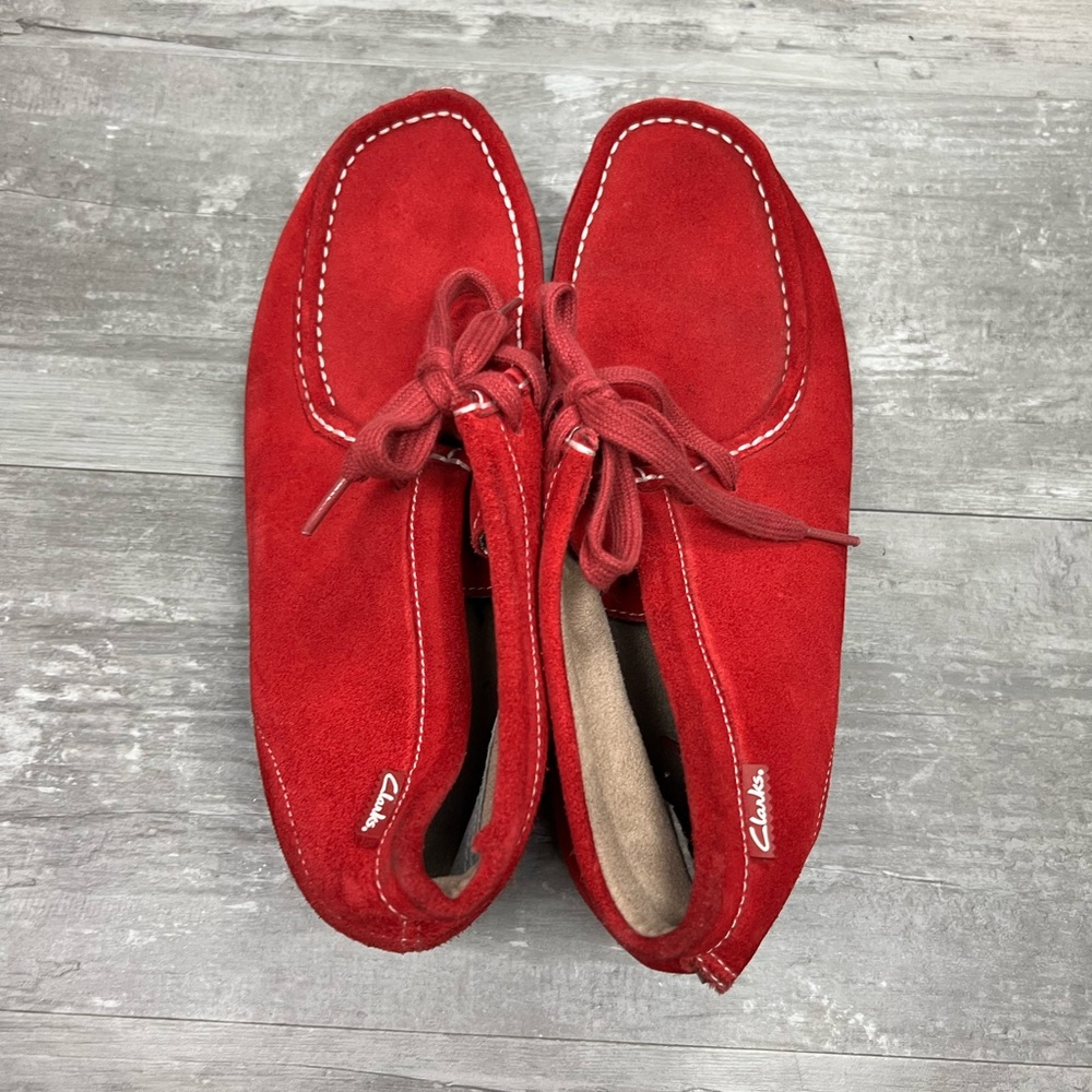 Clarks Wallabees Red Suede Chukka Boots 9 M - Picture 4 of 12